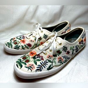 Keds X Rifle Paper Co Womens Champion Sneakers Floral Embroidered Size 9.5